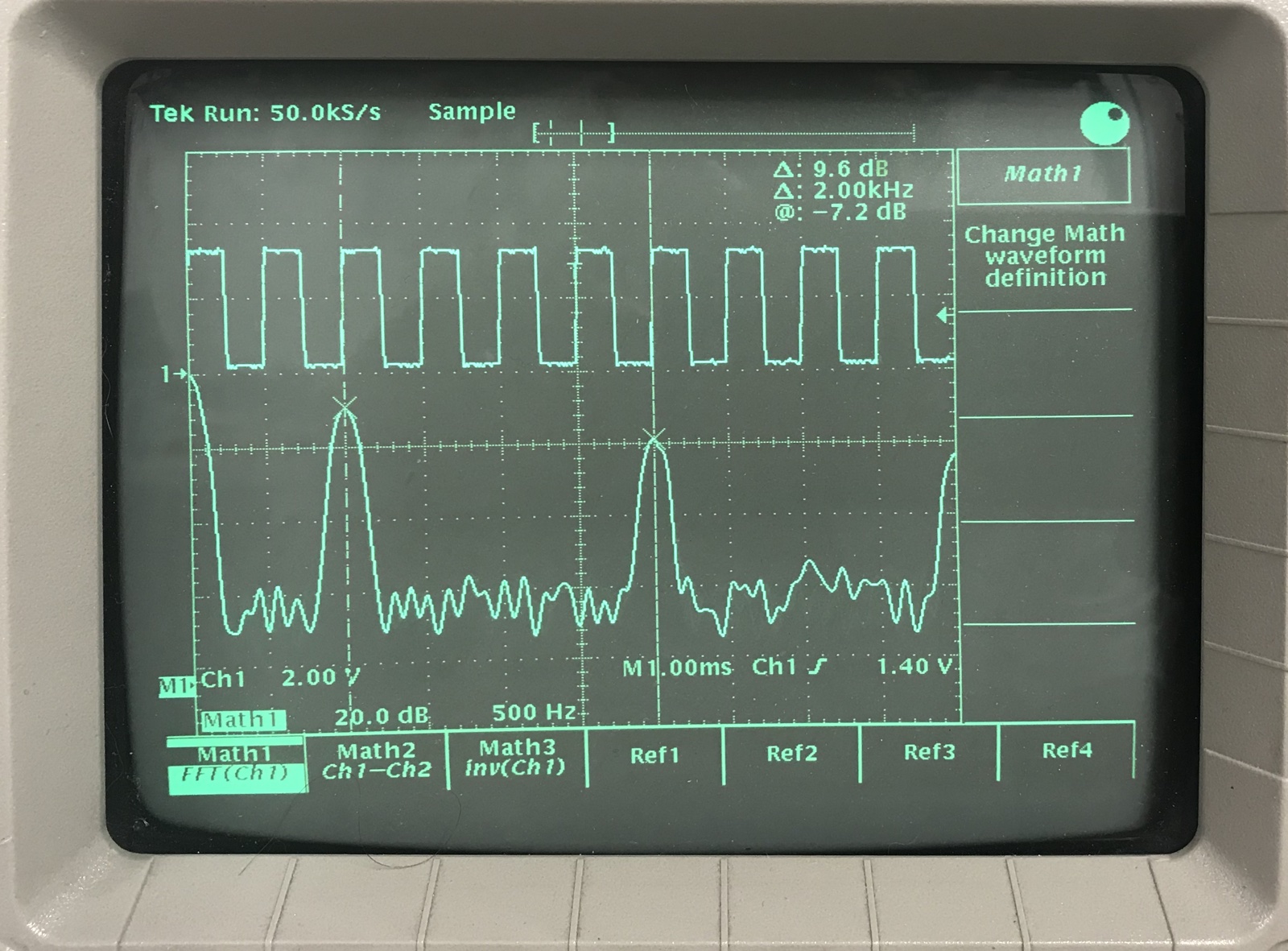 Screenshot of TDS 420A oscilloscope