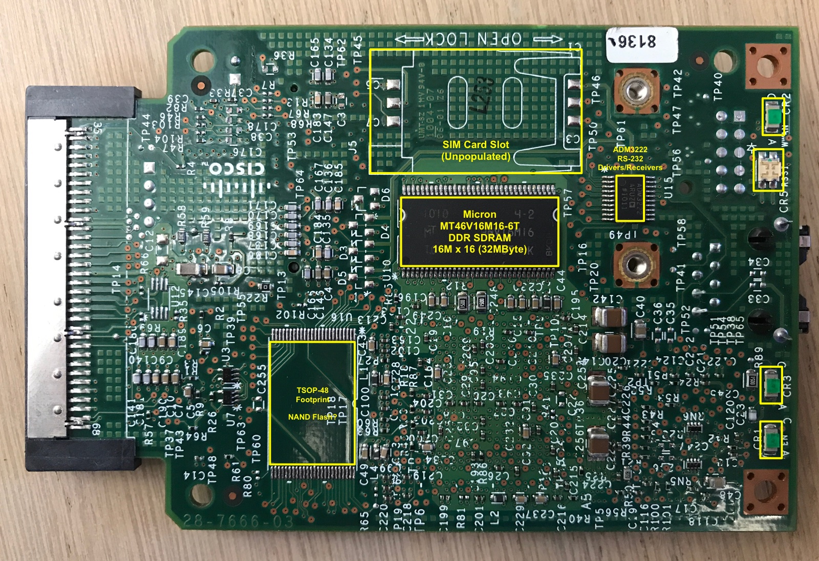 Cisco HWIC-3G-CDMA PCB Bottom Annotated