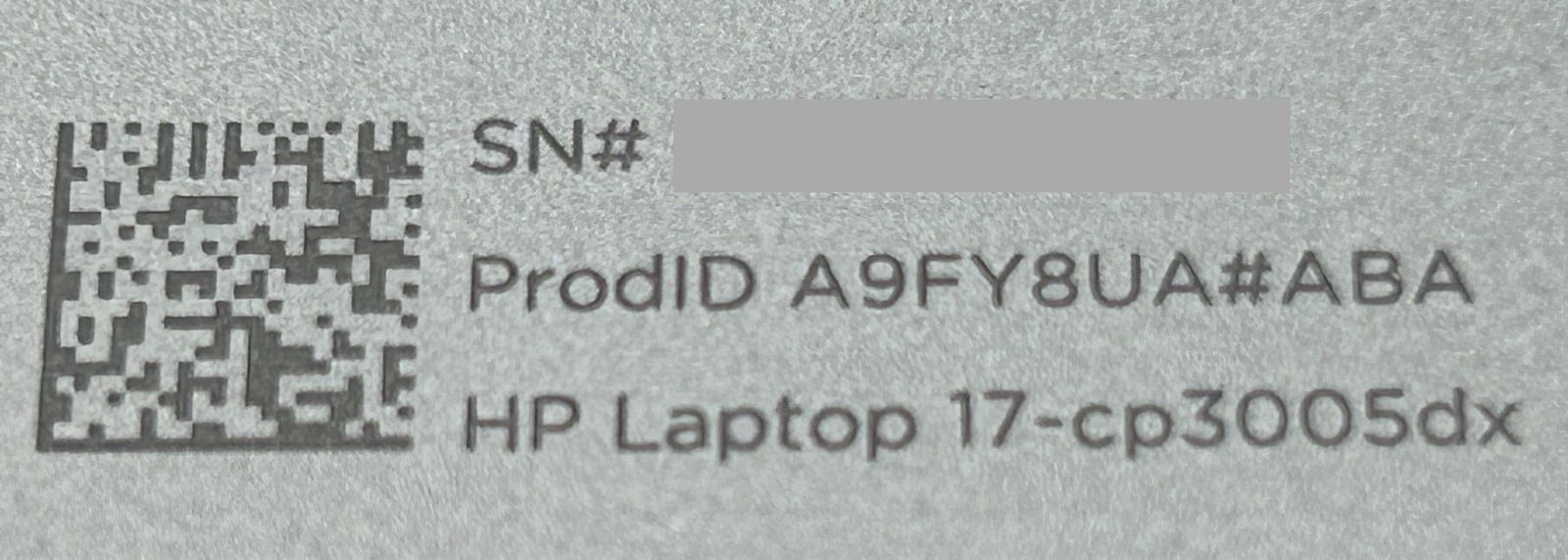 Product name on the bottom of the laptop