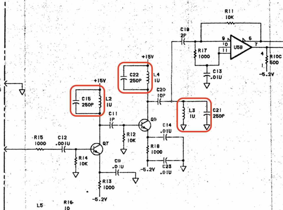 Cascade class C amplifiers and 3 10MHz LC tanks