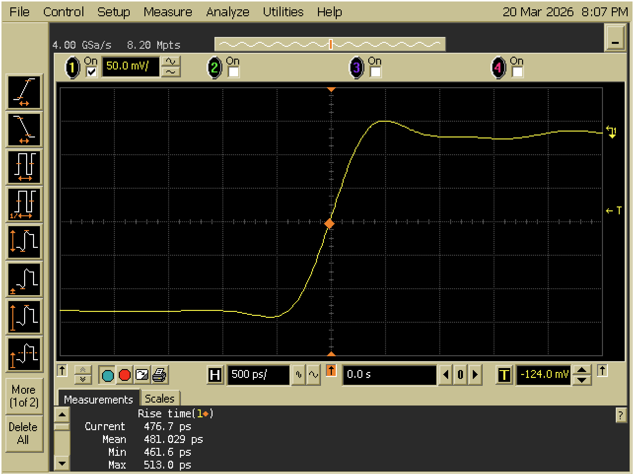 Rise time before modification