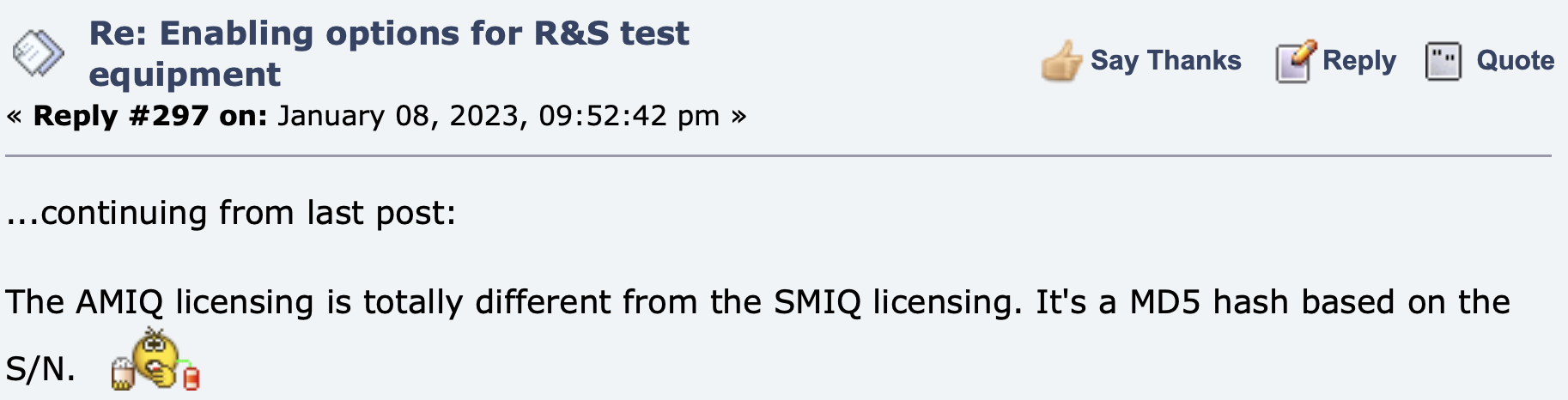 EEVblog forum post about AMIQ using MD5