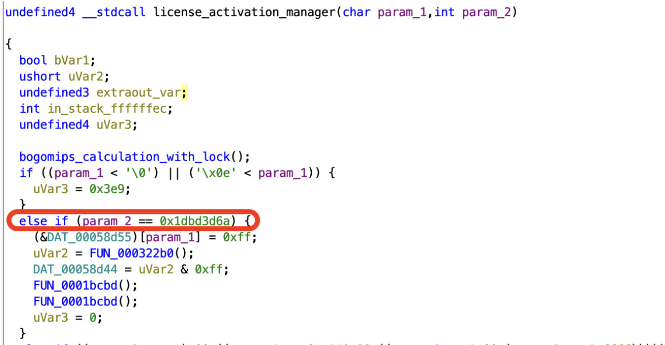 License activation manager checking for a master key