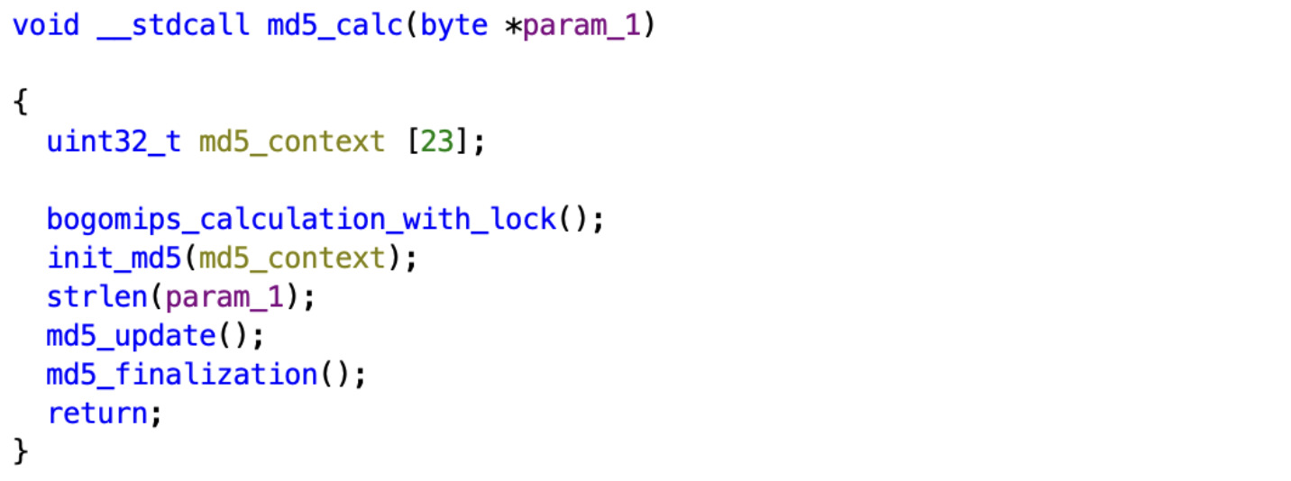 MD5 calculation routine