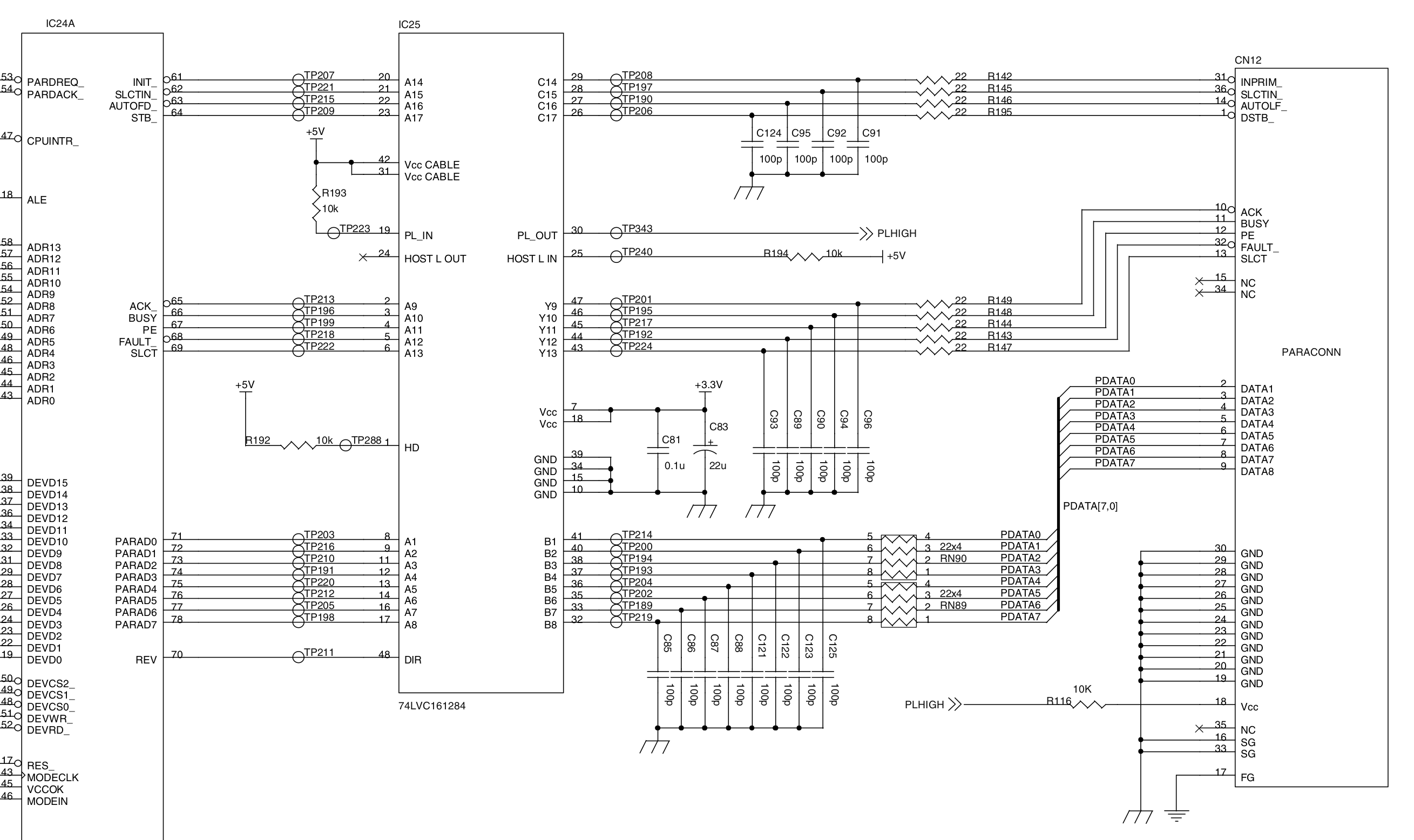Sharp AR-PK11 schematic with 74LVC161284