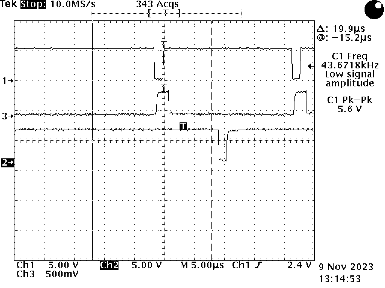 Bitmap screenshot of a TDS 420A oscilloscope