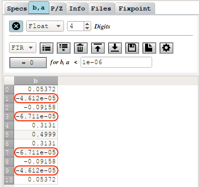 pyFDA coefficients