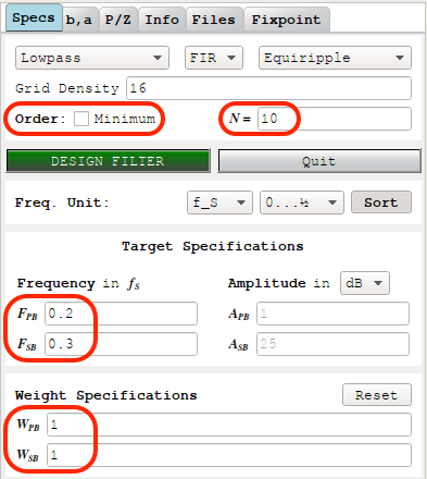 pyFDA half-band parameters