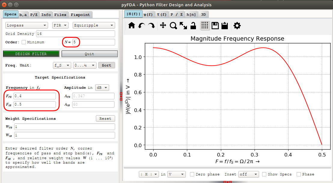 pyFDA coefficients