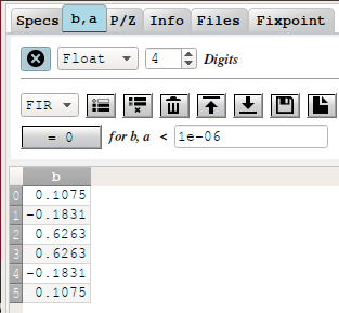 pyFDA coefficients