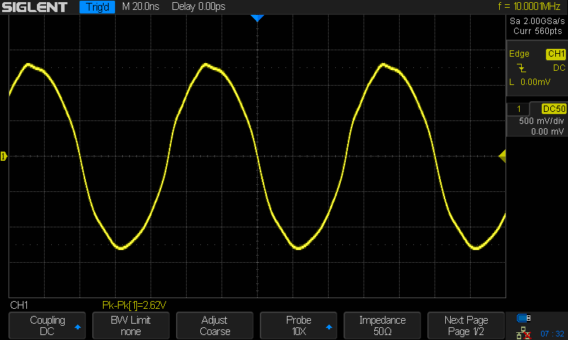 10 MHz signal on BNC hole