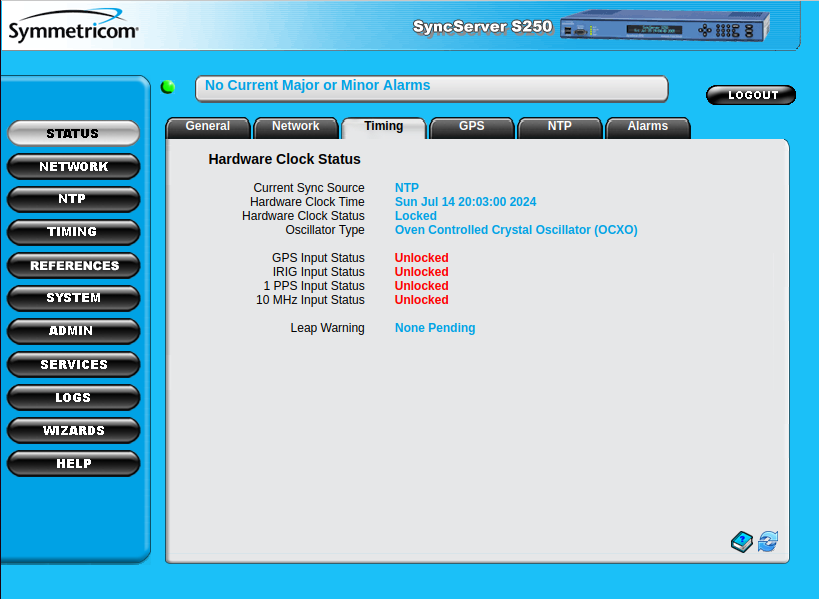 Timing Status - NTP Locked