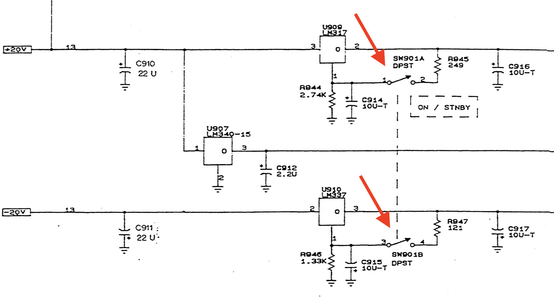 SR620 power switch schematic