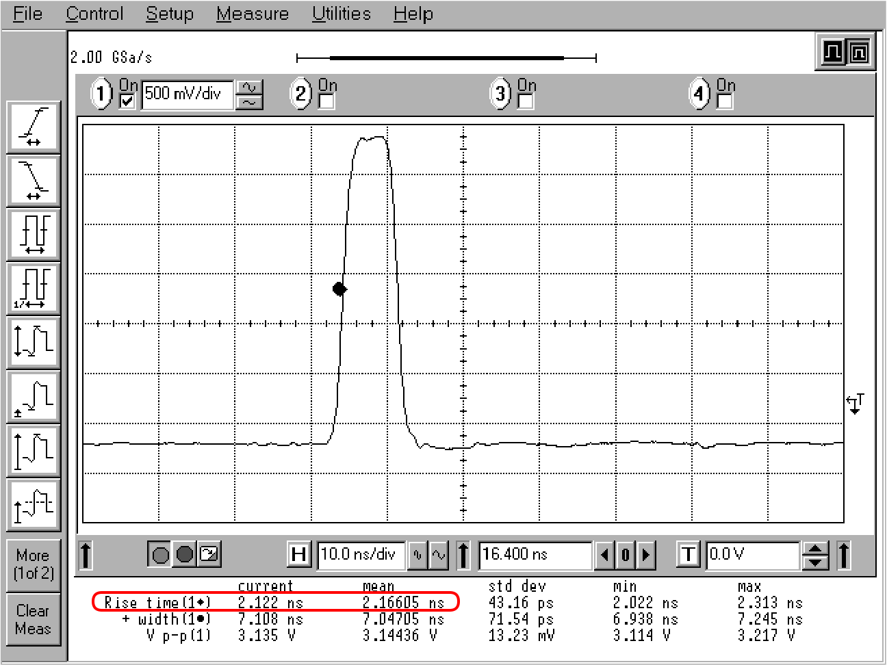 Short pulse on Infinium oscilloscope