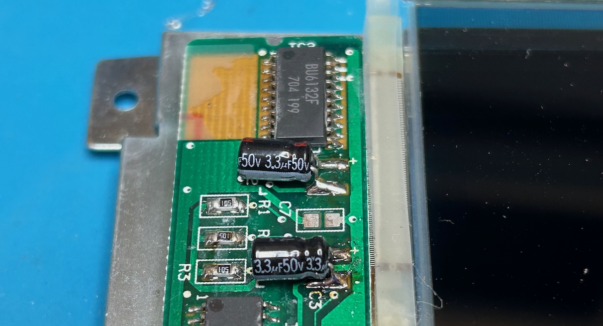 Replacement LCD capacitors soldered