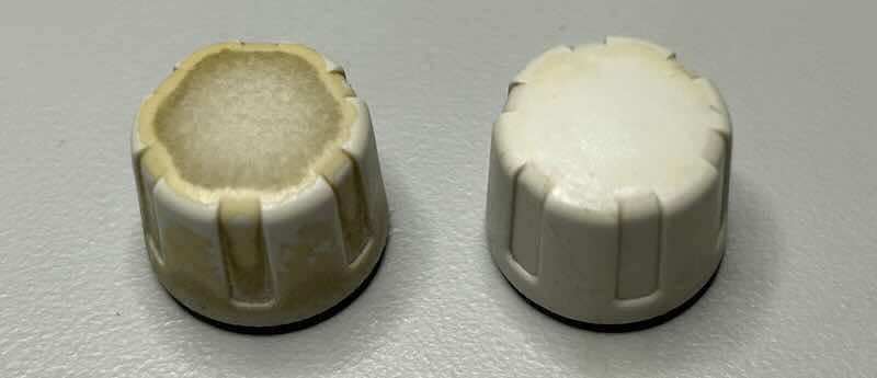 Dirty knob and less dirty one