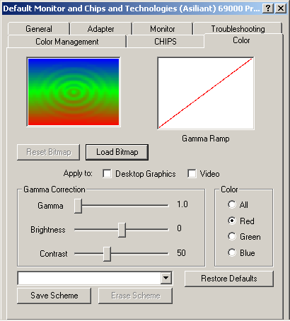 Windows gamma settings control