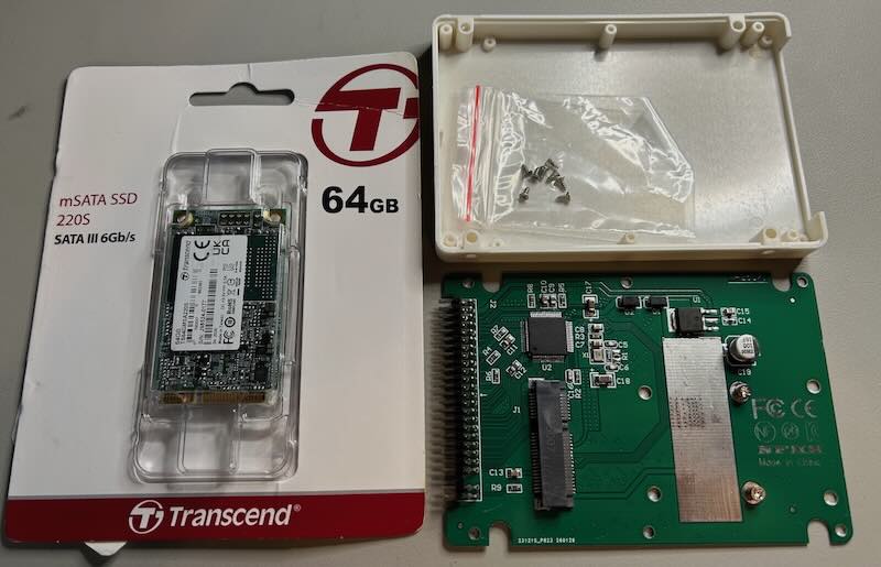 64 GB mSATA SSD and IDE converter